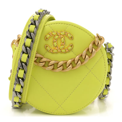 Chanel Lambskin Quilted Chanel 19 Round Clutch With Chain Yellow 1 of 10
