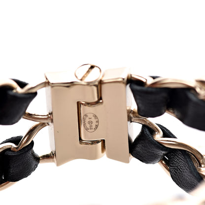 Chanel Lambskin Chain Pearl Bracelet Gold Black 3 of 3