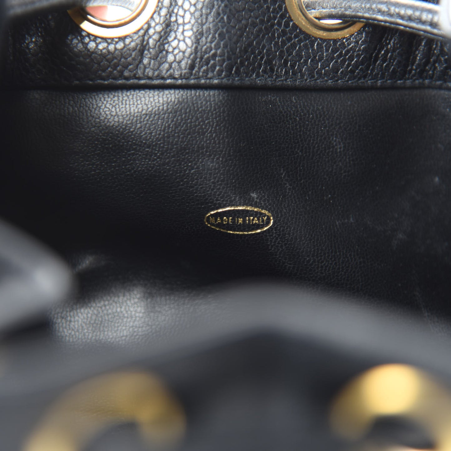 CC Stitched Drawstring Bucket Bag Black