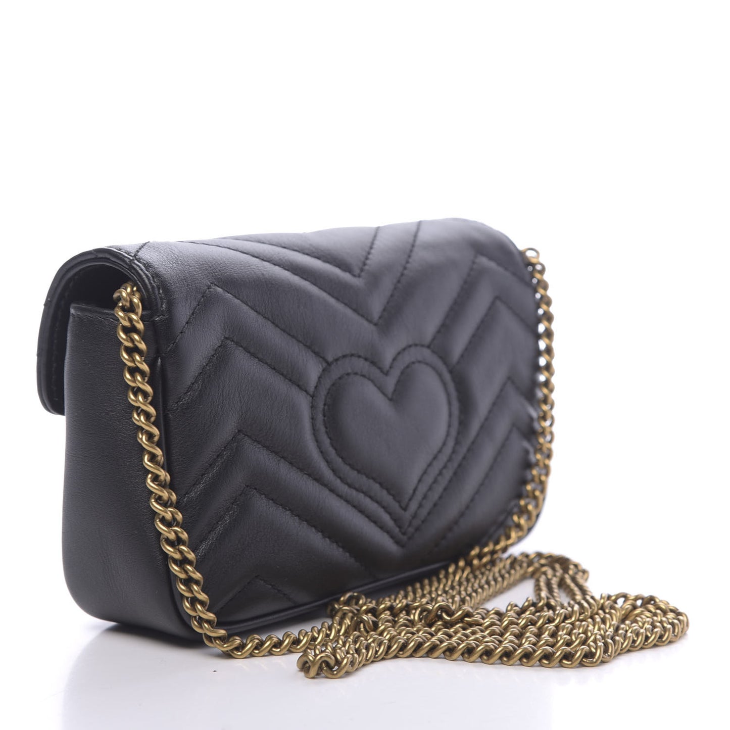 Calfskin Matelasse Super Mini GG Marmont Shoulder Bag Black