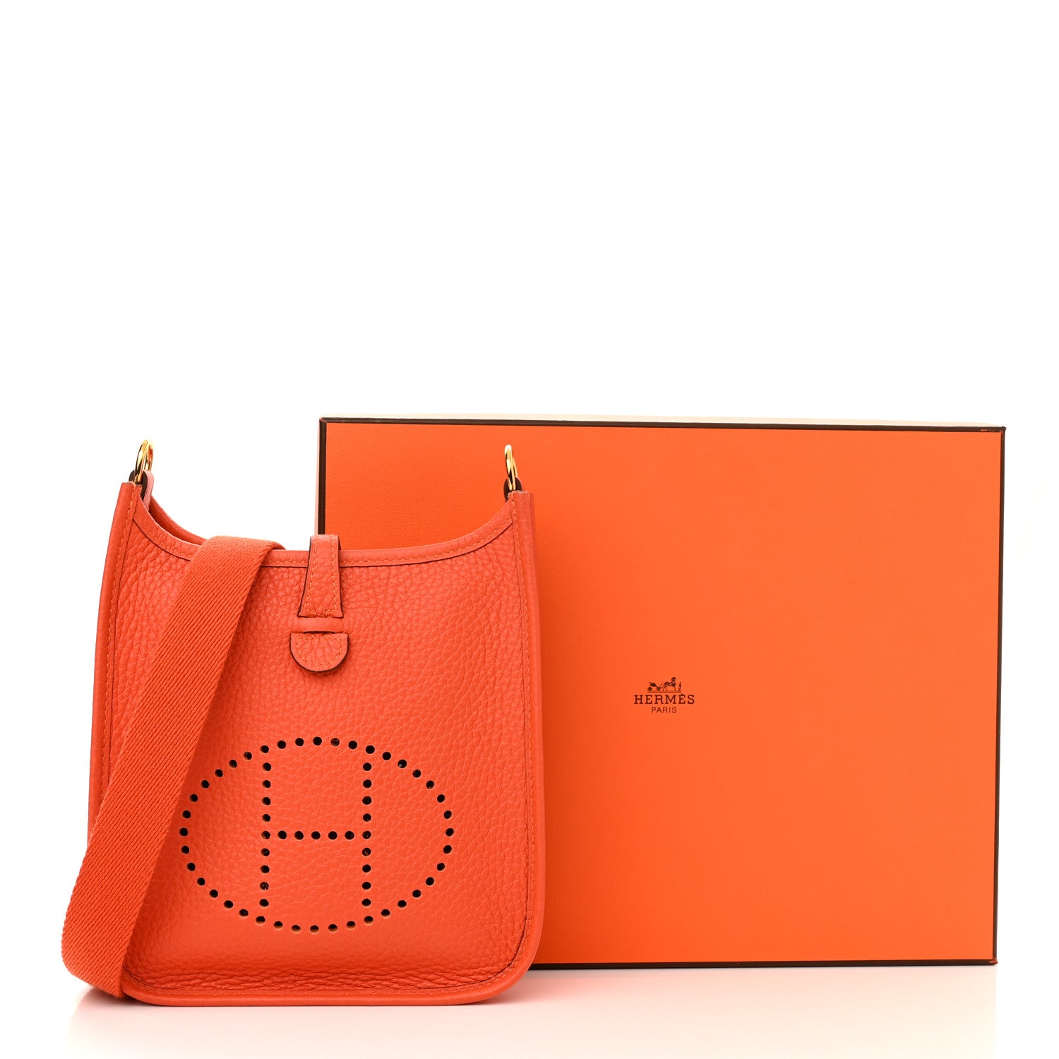 Hermes Taurillon Clemence Evelyne TPM Orange 10 of 10
