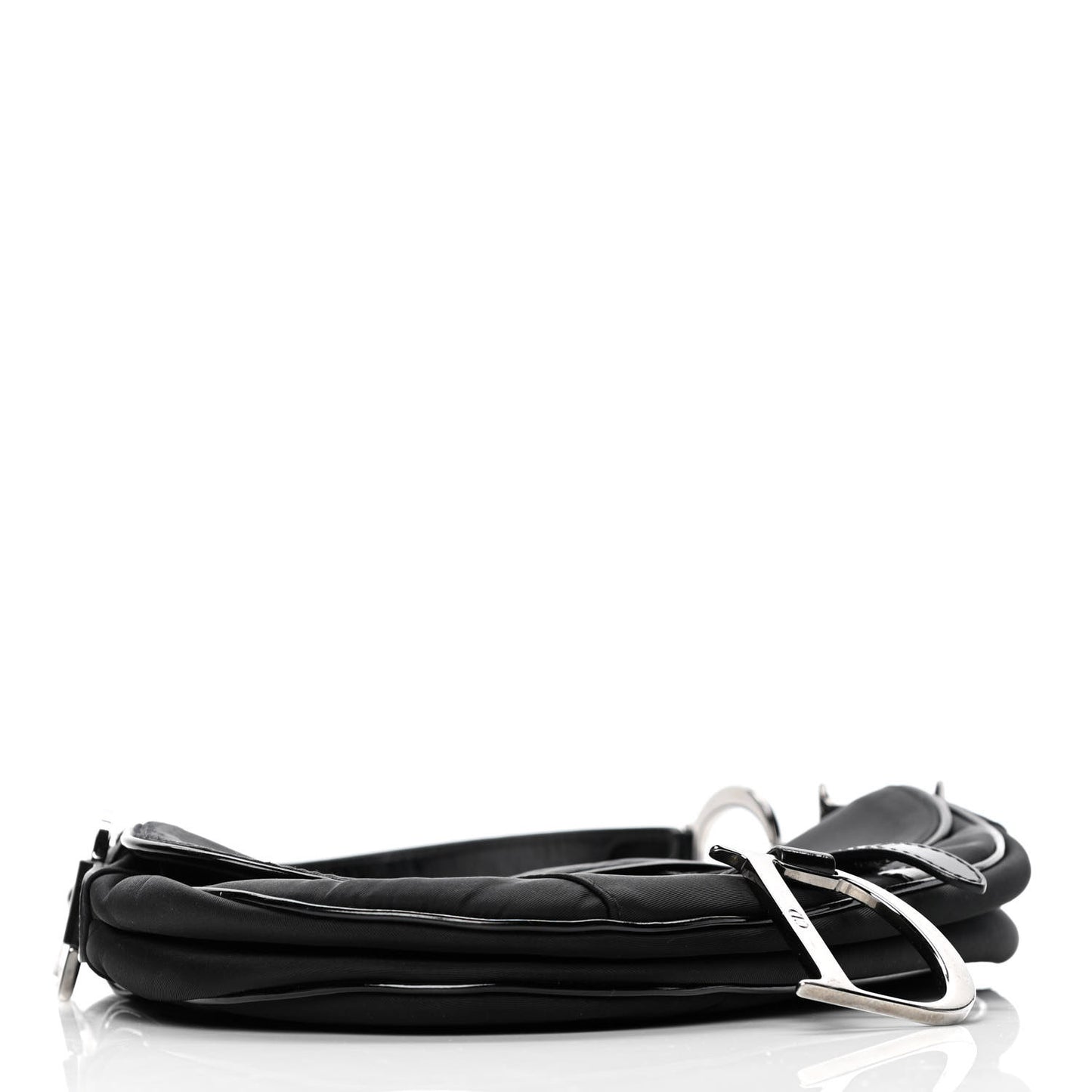 Canvas Patent Calfskin Saddle Bag Black