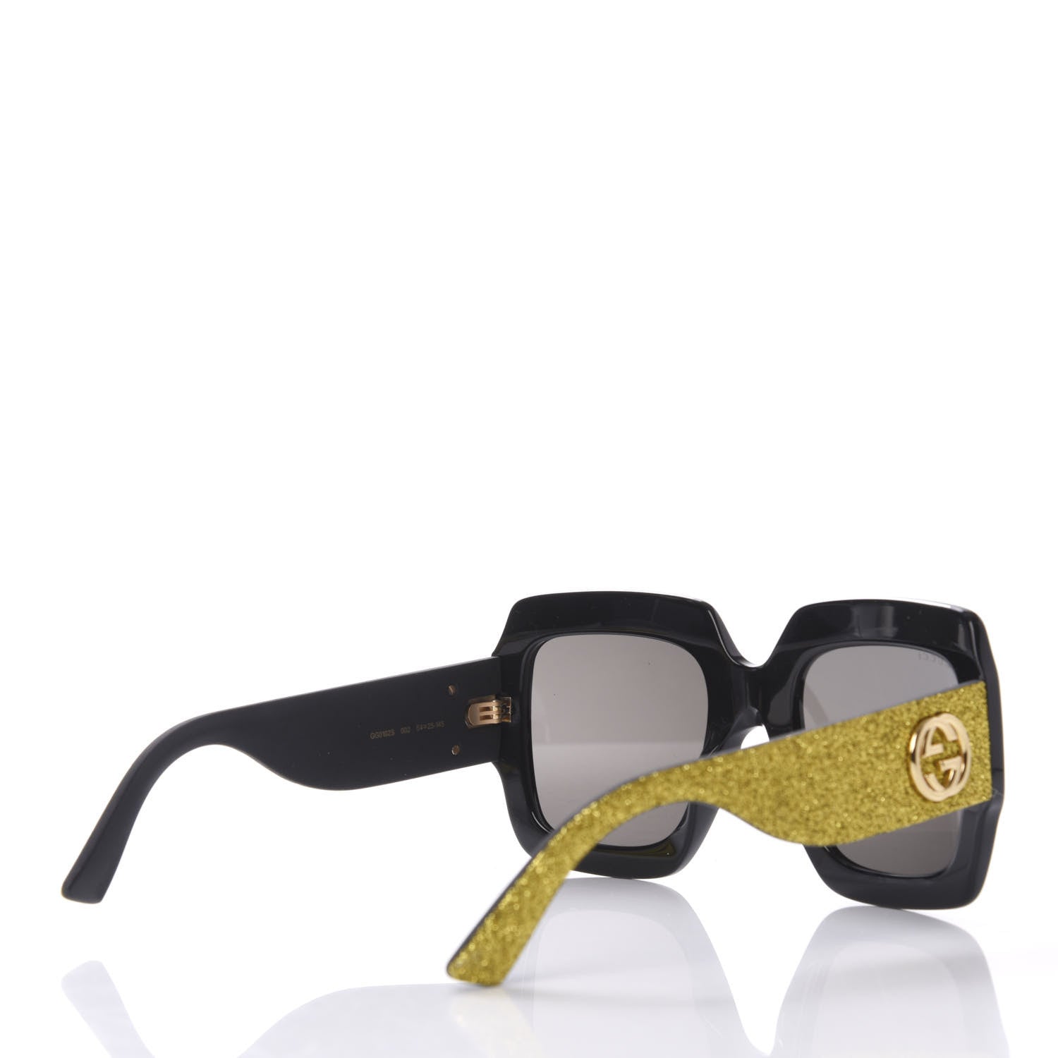 Gucci Square Frame GG0102S Sunglasses Glitter Gold 3 of 8