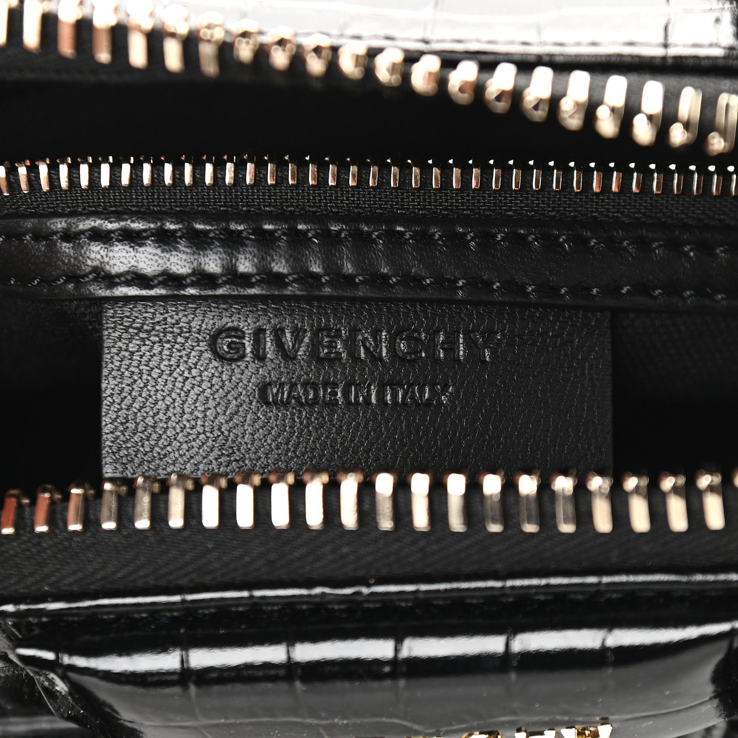Calfskin Crocodile Embossed Mini Antigona Black