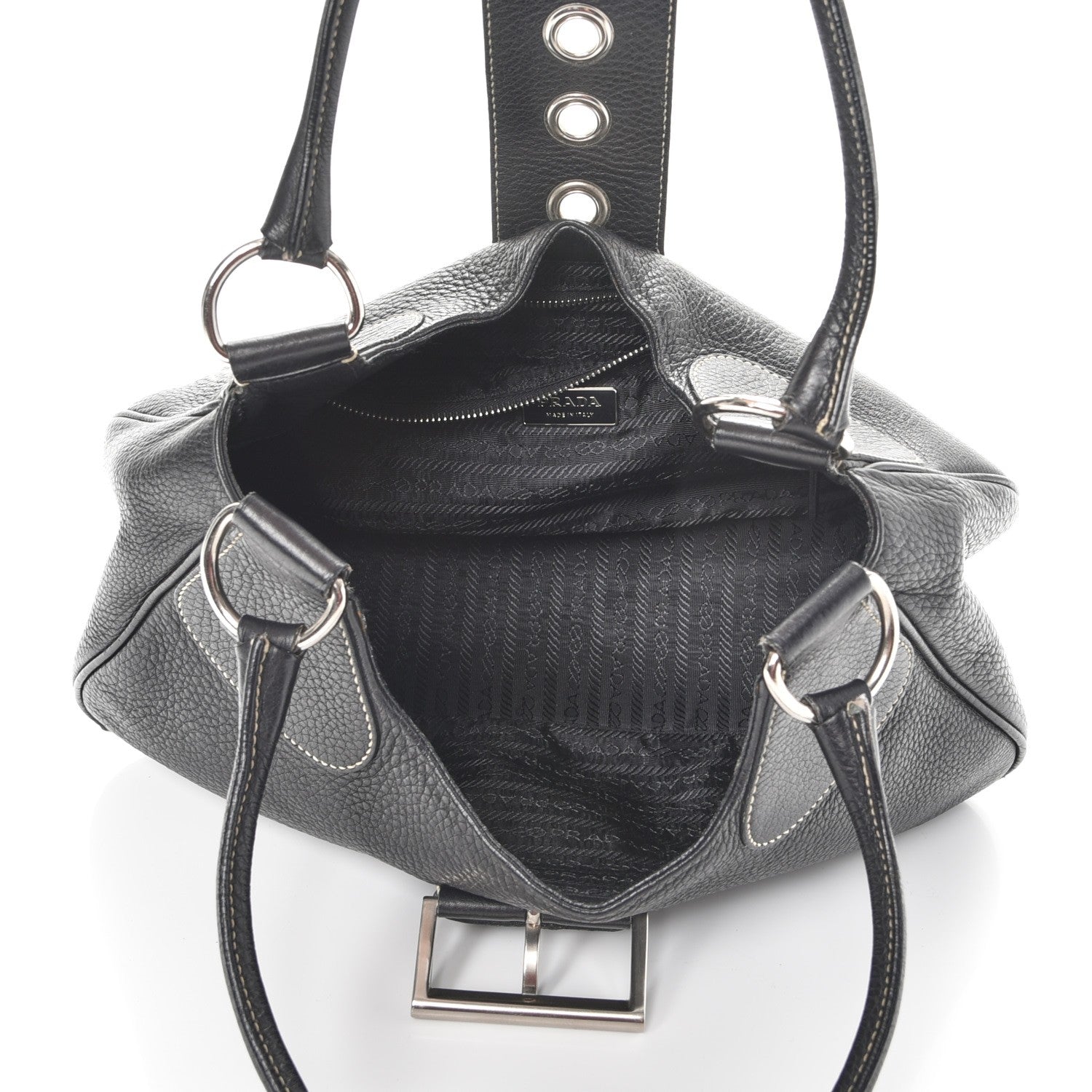 Prada Vitello Daino Shoulder Bag Black 5 of 10