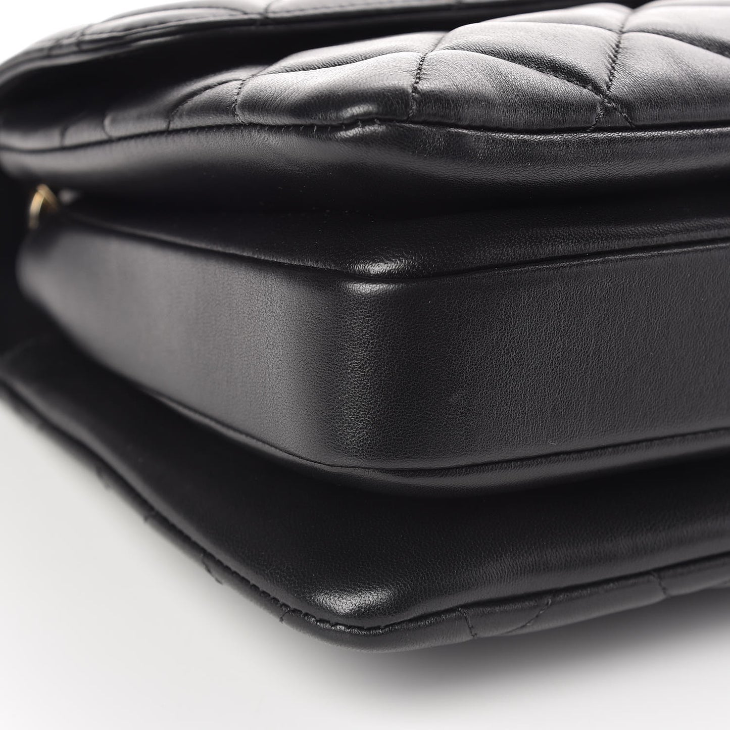 Lambskin Quilted Small Trendy CC Dual Handle Flap Bag Black