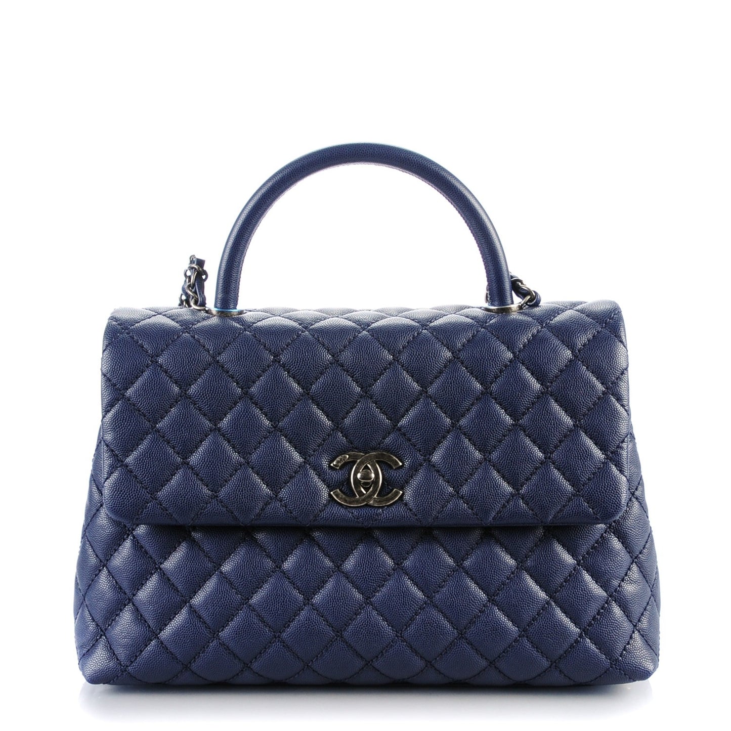 Caviar Quilted Medium Coco Handle Flap Navy