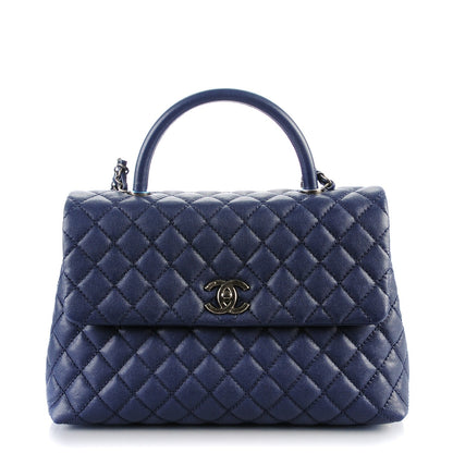 Chanel Caviar Quilted Medium Coco Handle Flap Navy 1 of 8
