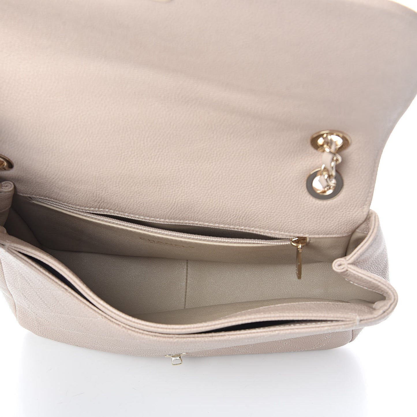 Caviar Quilted Flap Light Beige