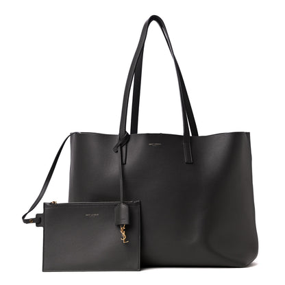 Saint Laurent Calfskin Large Shopping Tote Coal 1 of 5