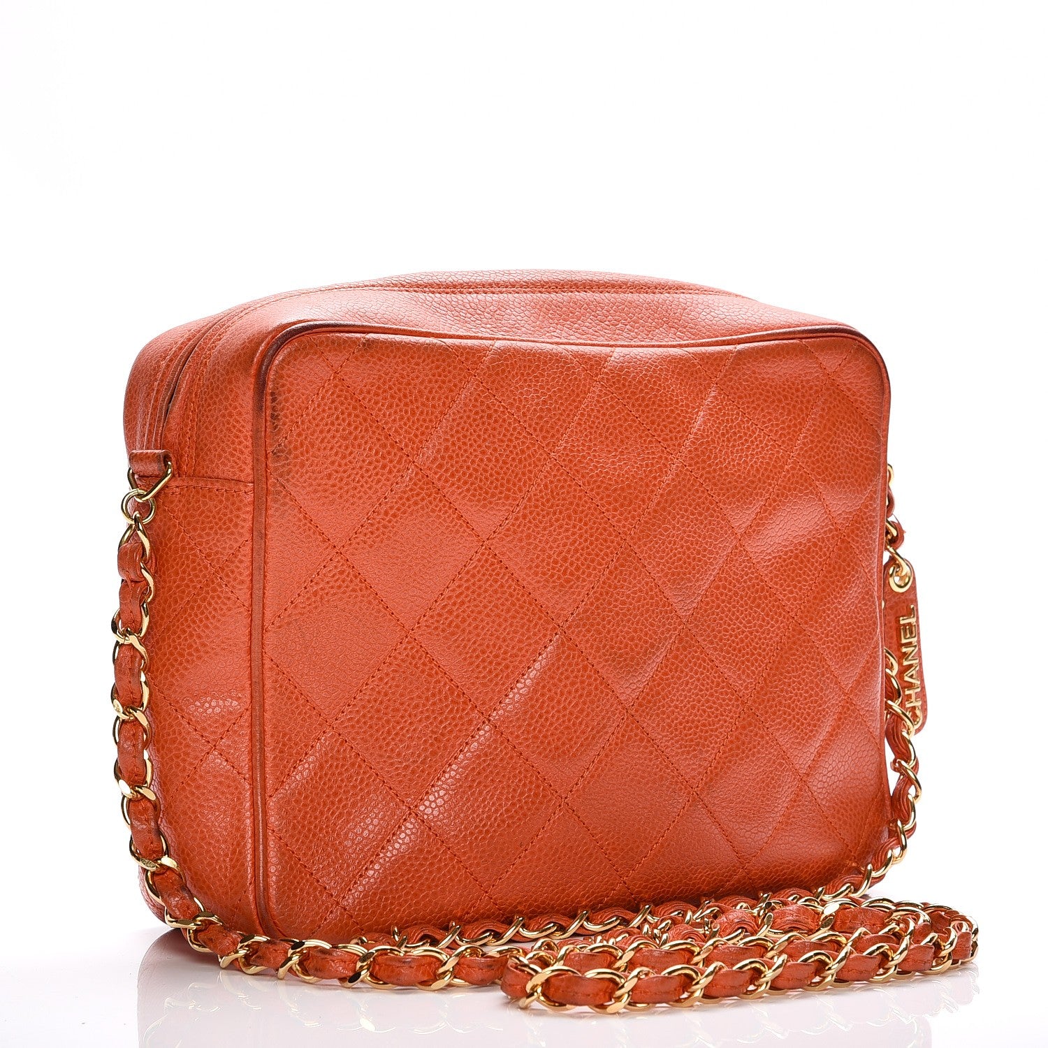 Chanel Caviar Quilted Camera Case Orange 3 of 12