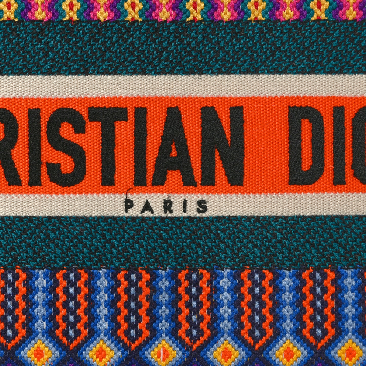 Canvas Embroidered Large Book Tote Orange Multicolor