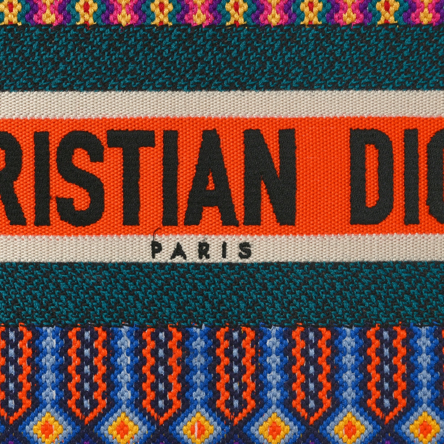 Christian Dior Canvas Embroidered Large Book Tote Orange Multicolor 10 of 12