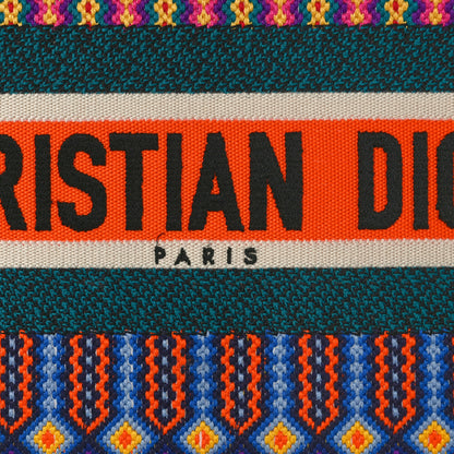 Christian Dior Canvas Embroidered Large Book Tote Orange Multicolor 10 of 12