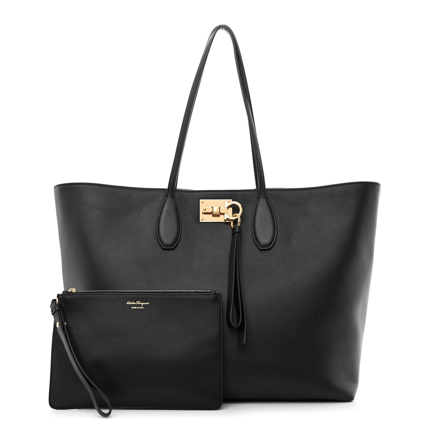 Salvatore Ferragamo Calfskin Studio Tote Black 1 of 14