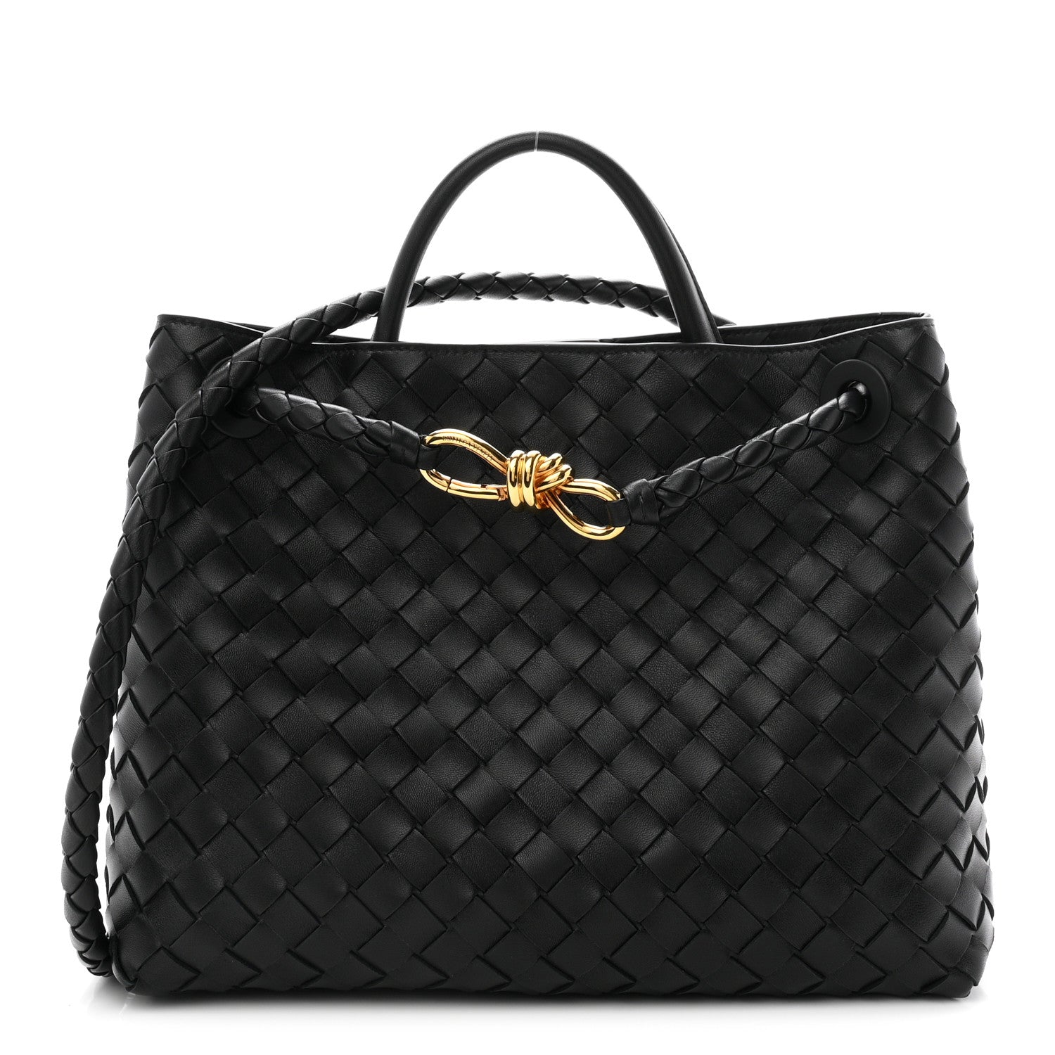 Bottega Veneta Nappa Intrecciato Medium Andiamo Shoulder Bag Black 1 of 9