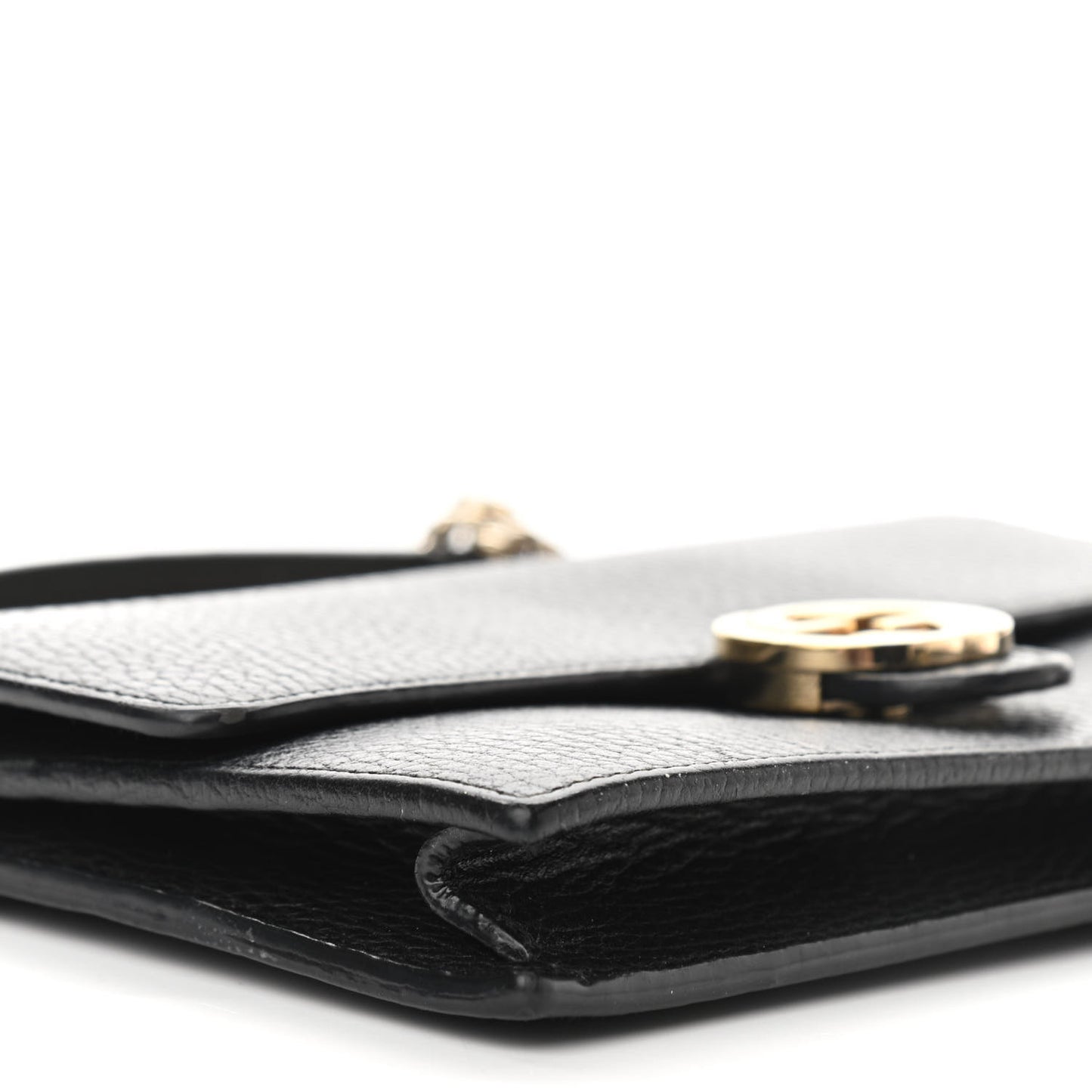 Dollar Calfskin Interlocking G Chain Wallet Black