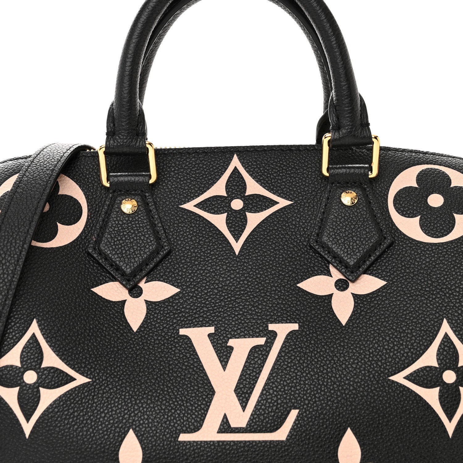 Louis Vuitton Empreinte Monogram Giant Speedy Bandouliere 25 Black Beige 7 of 9