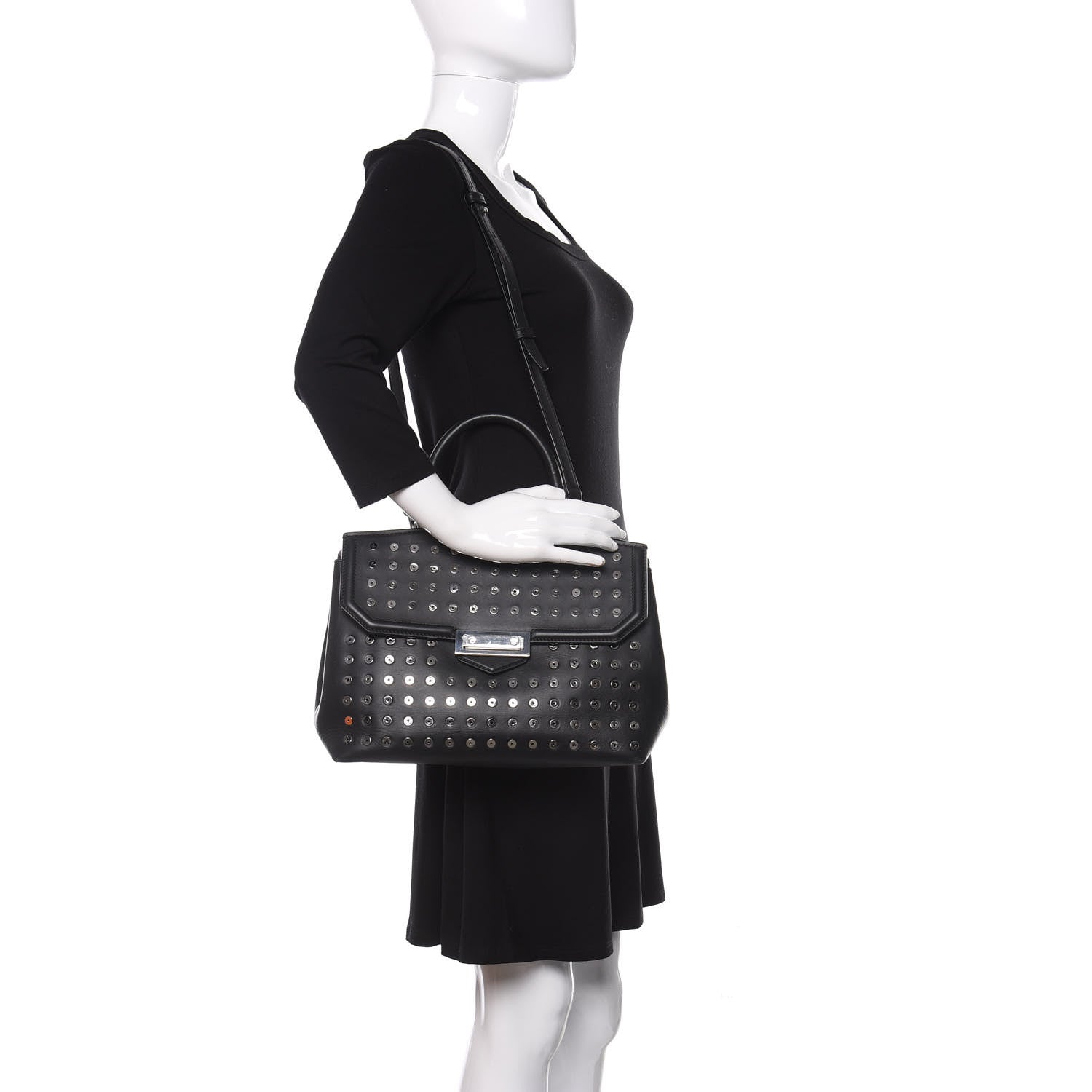 Alexander Wang Lambskin Eyelets Marion Tote Black Silver Hardware 2 of 11