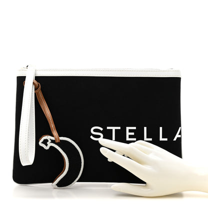 Stella McCartney Bananatex Fabric Logo Clutch Black White 2 of 7