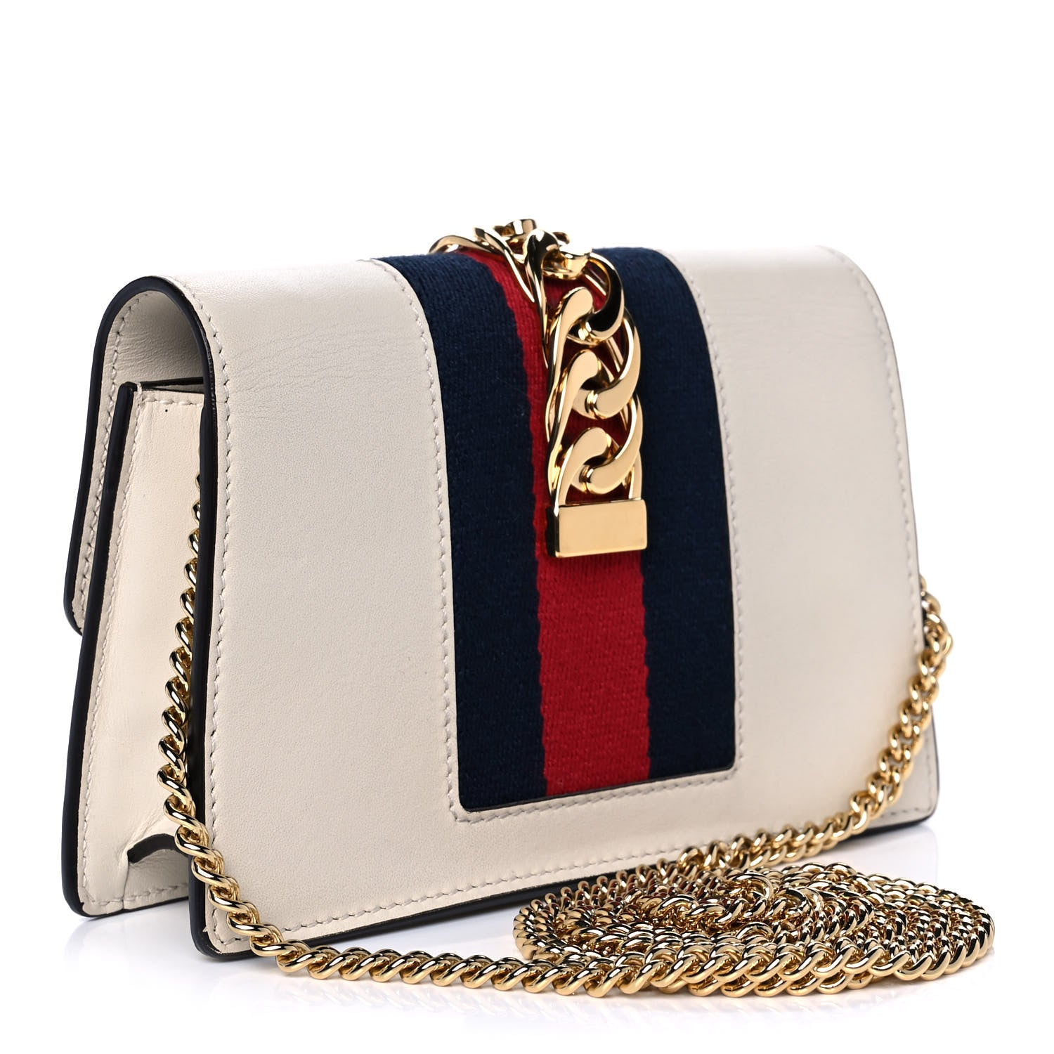 Gucci Calfskin Super Mini Sylvie Chain Shoulder Bag White 3 of 12