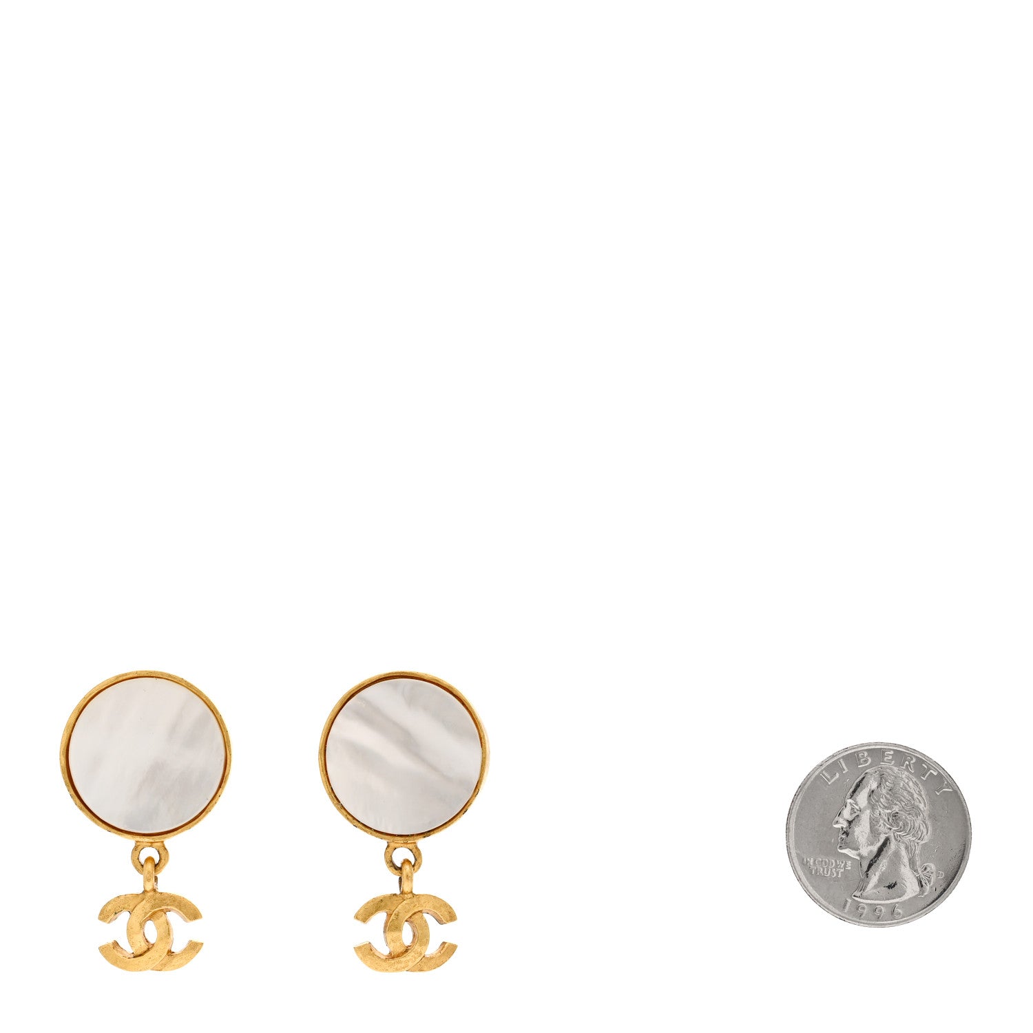 Chanel Metal CC Round Clip On Earrings Gold 2 of 4