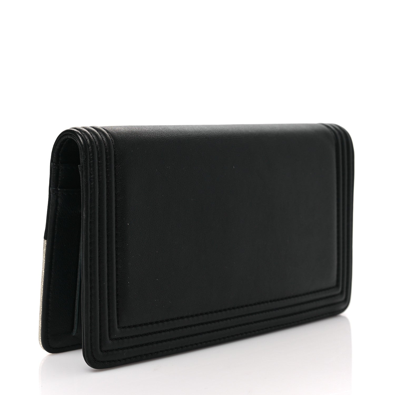 Chanel Metallic Goatskin Calfskin Boy Yen Wallet Gold Black 3 of 7
