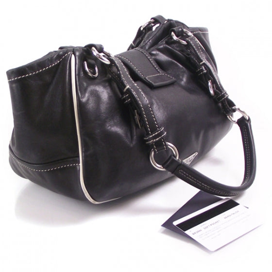 Prada Calfskin Double Pocket Buckle Shoulder Bag 3 of 13
