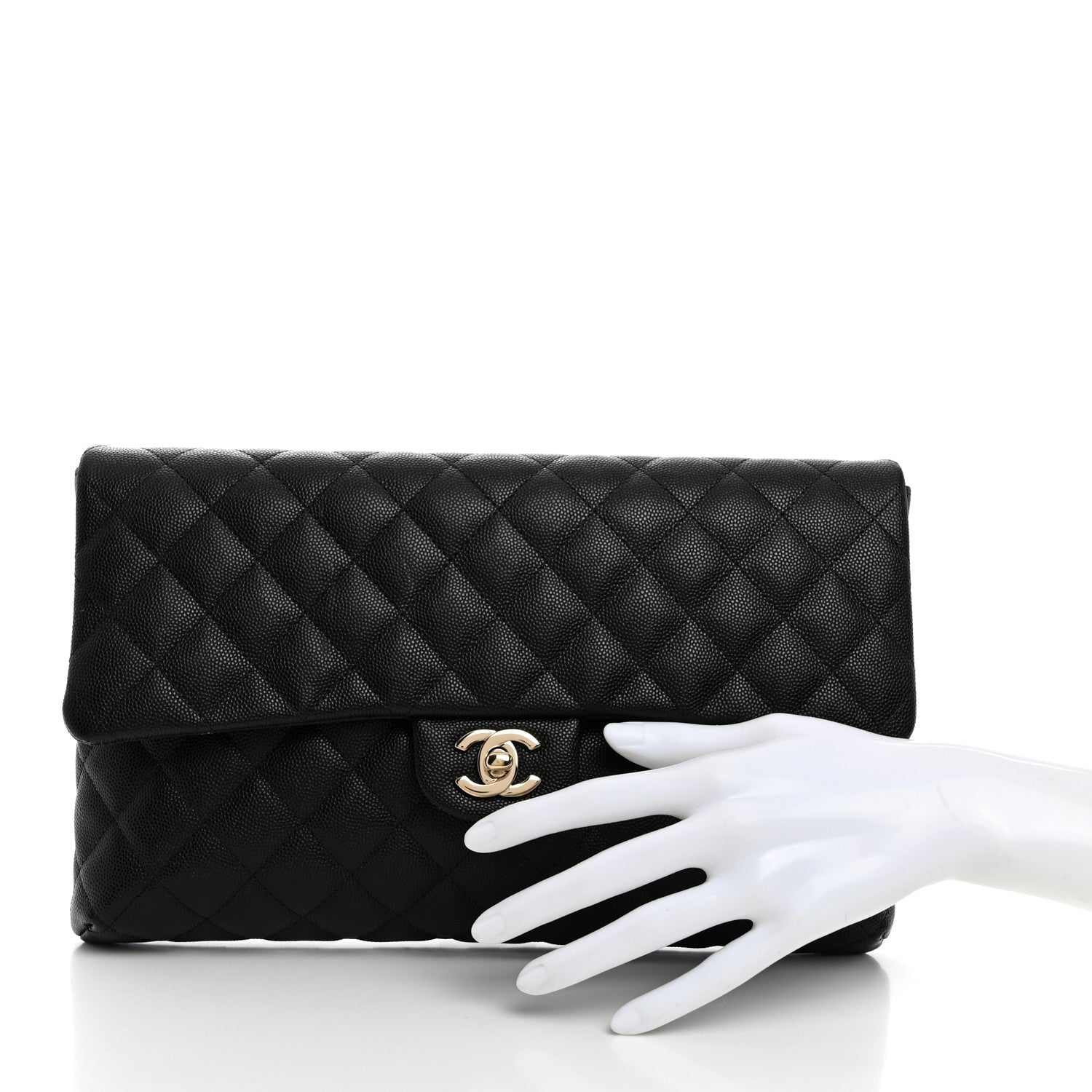Chanel Caviar Quilted Flap Clutch Black 2 of 8