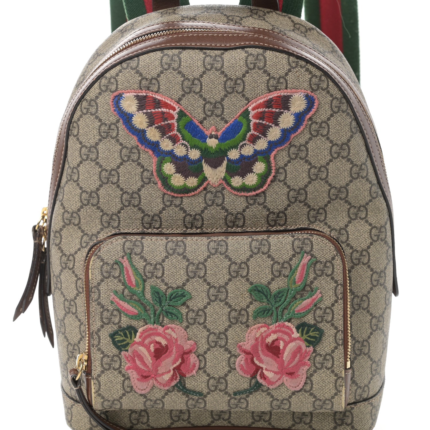 Gucci GG Supreme Monogram Web Butterfly Embroidered Small Day Backpack Red 9 of 15