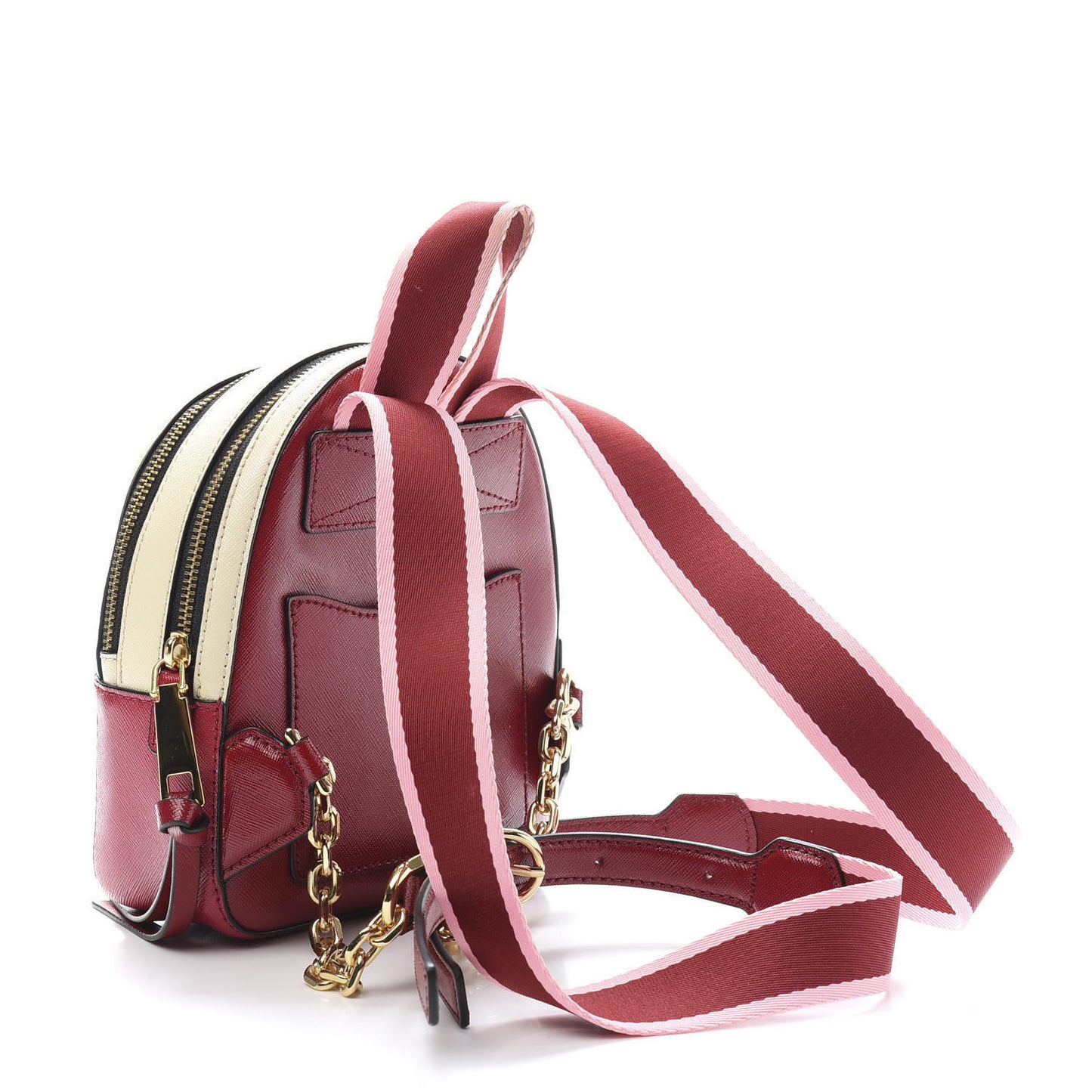 Saffiano Mini Snapshot Backpack Red Multicolor