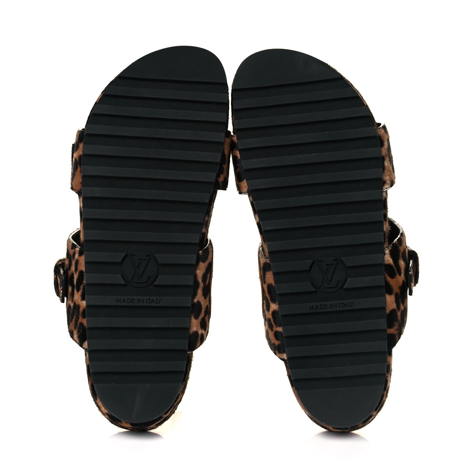 Louis Vuitton Calfskin Pony Hair Leopard Bom Dia Mule Sandals 38 Cognac Brown 5 of 9