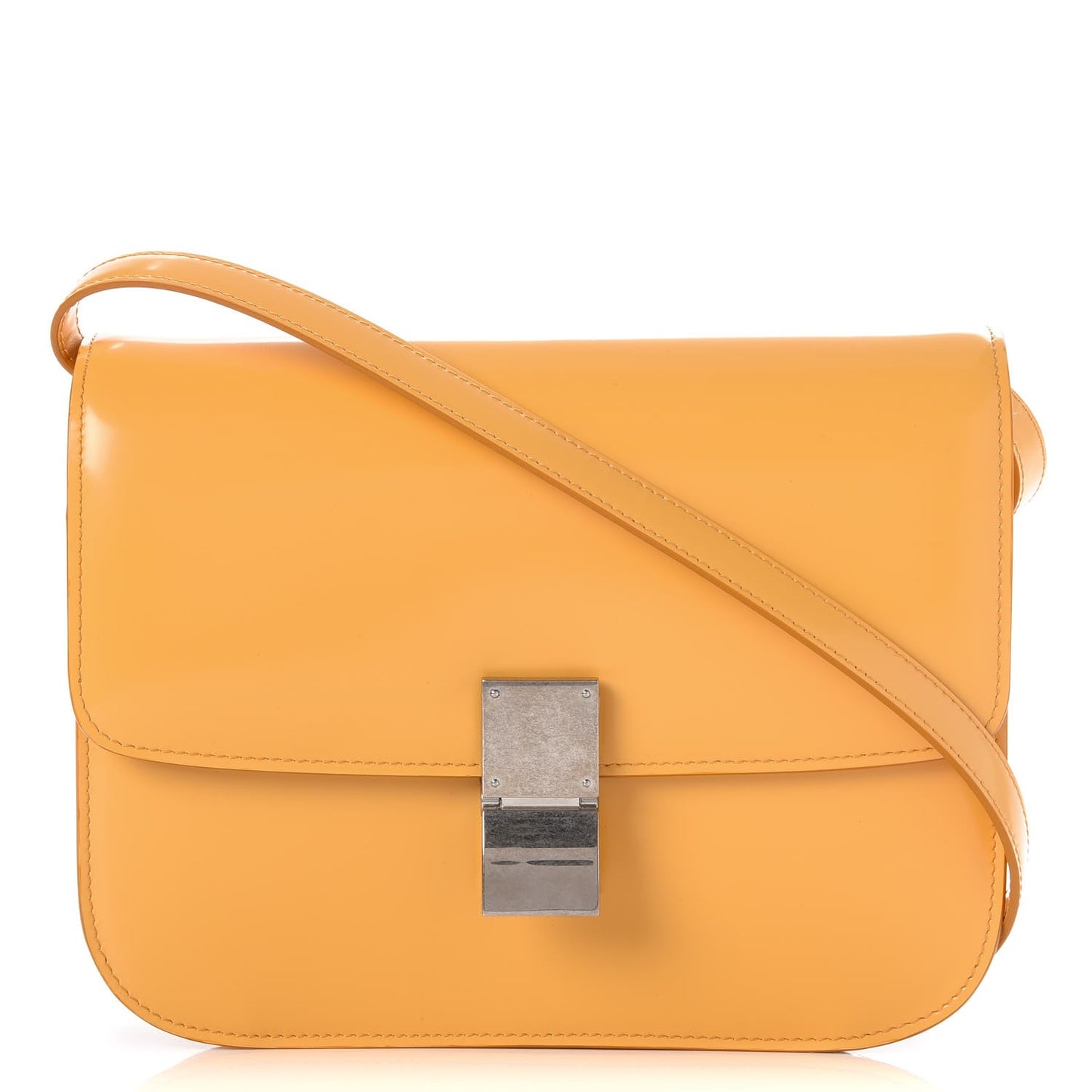 Spazzolato Calfskin Medium Classic Box Flap Bag Corn
