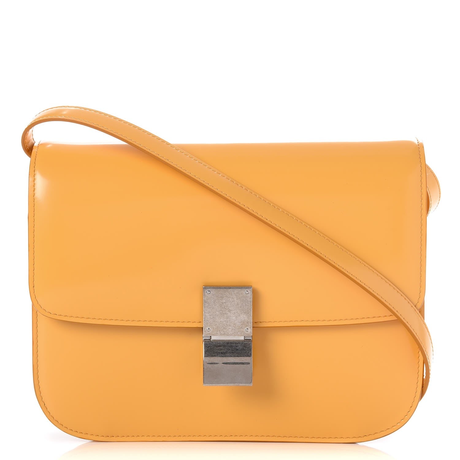 Celine Spazzolato Calfskin Medium Classic Box Flap Bag Corn 1 of 10