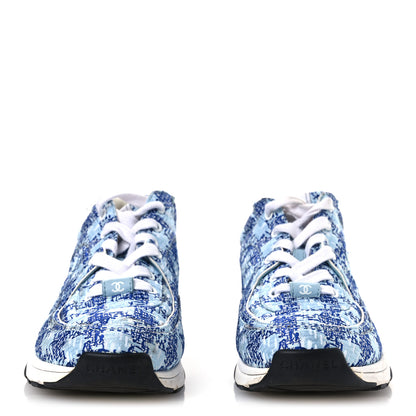 Chanel Tweed CC Sneakers 36.5 Blue White 3 of 16