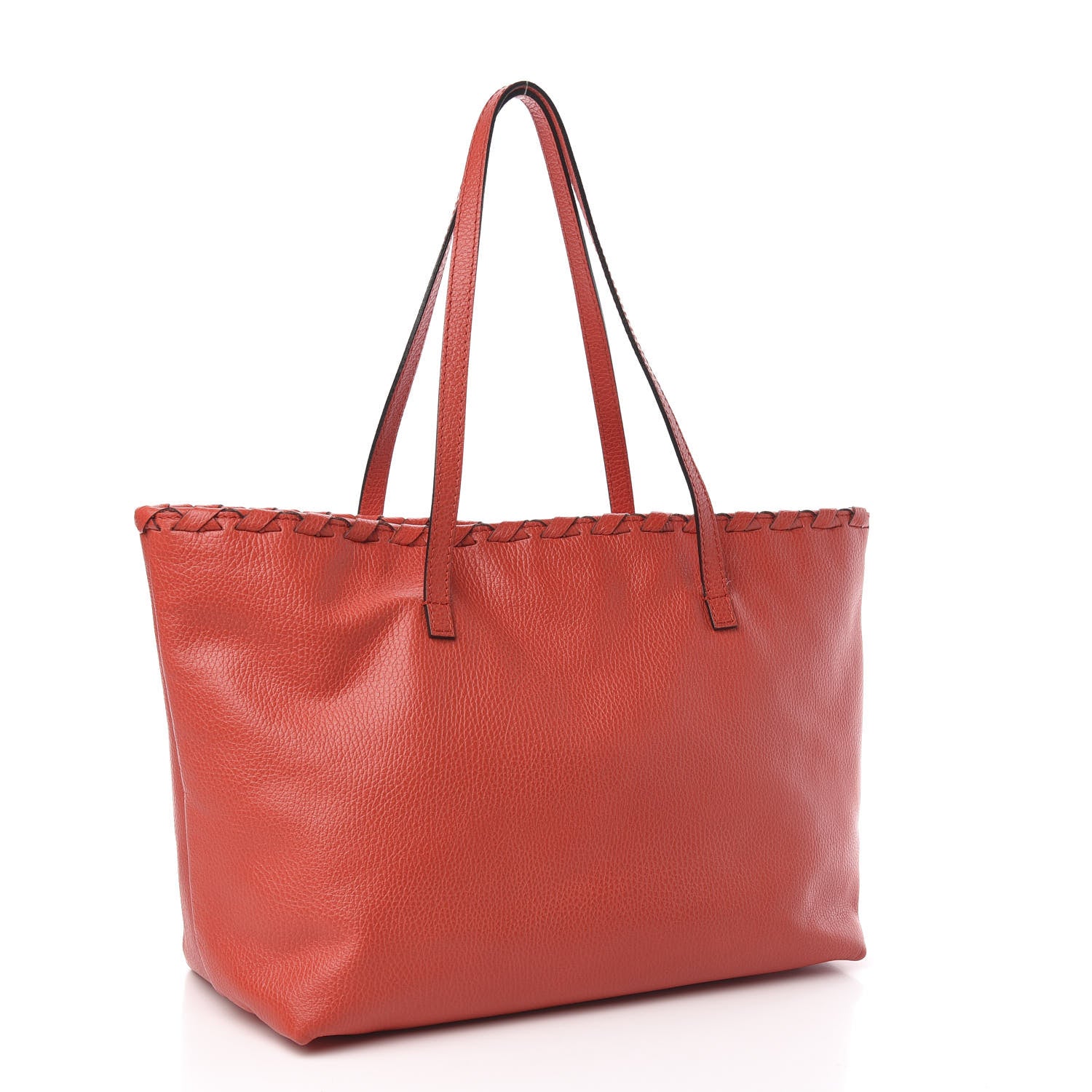 Gucci Pebbled Calfskin Bamboo Tassel Tote Red 3 of 12