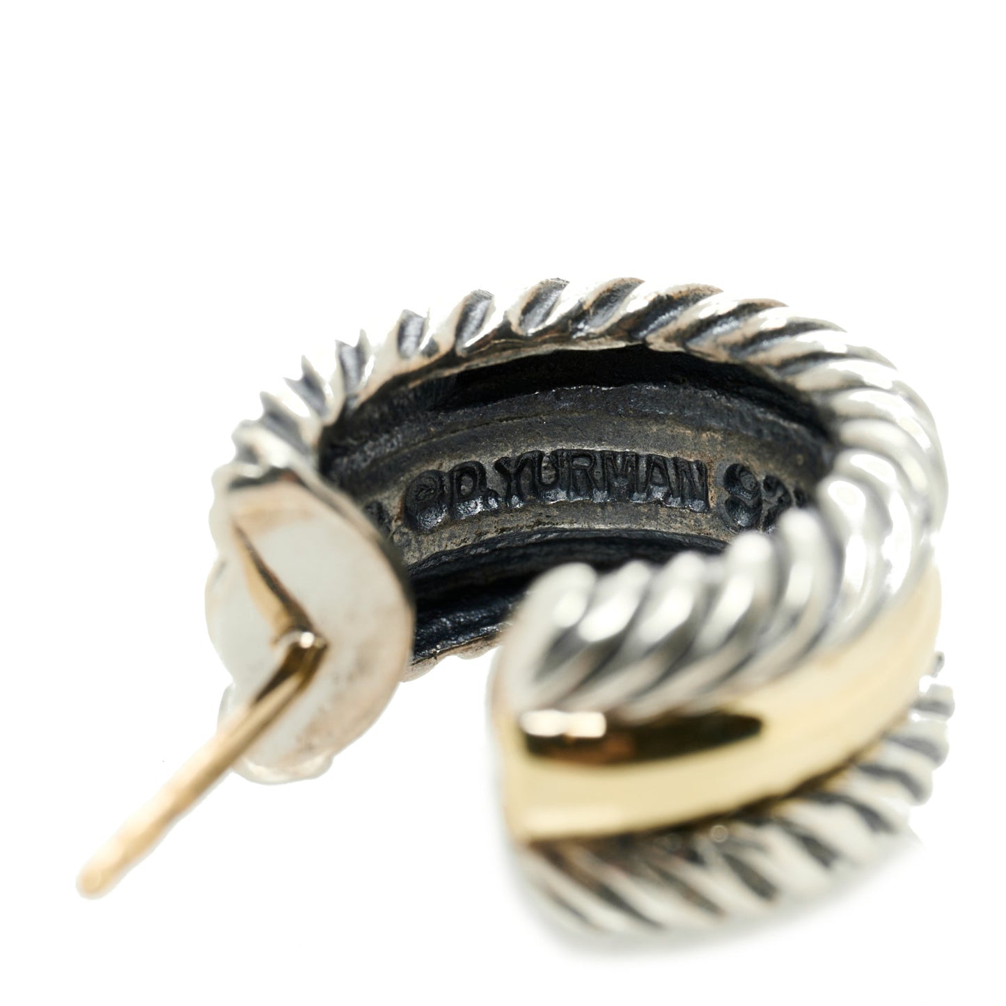 Sterling Silver 14K Yellow Gold 16mm Cable Classics Hoop Earrings
