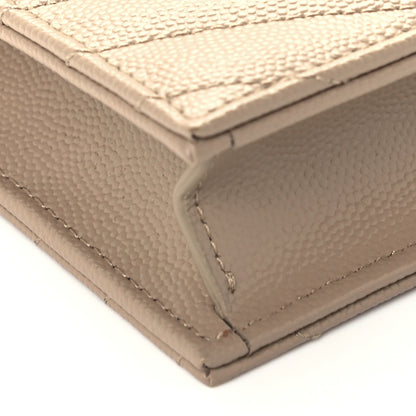 Saint Laurent Grain De Poudre Matelasse Chevron Monogram Envelope Chain Wallet Deep Beige 8 of 9