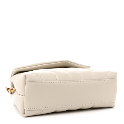 Saint Laurent Calfskin Y Quilted Monogram Toy Loulou Crossbody Bag Blanc Vintage 4 of 10