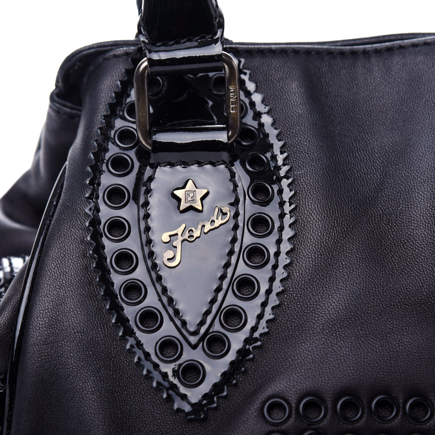 Fendi Nappa Patent Grommet Bag De Jour Black 10 of 11