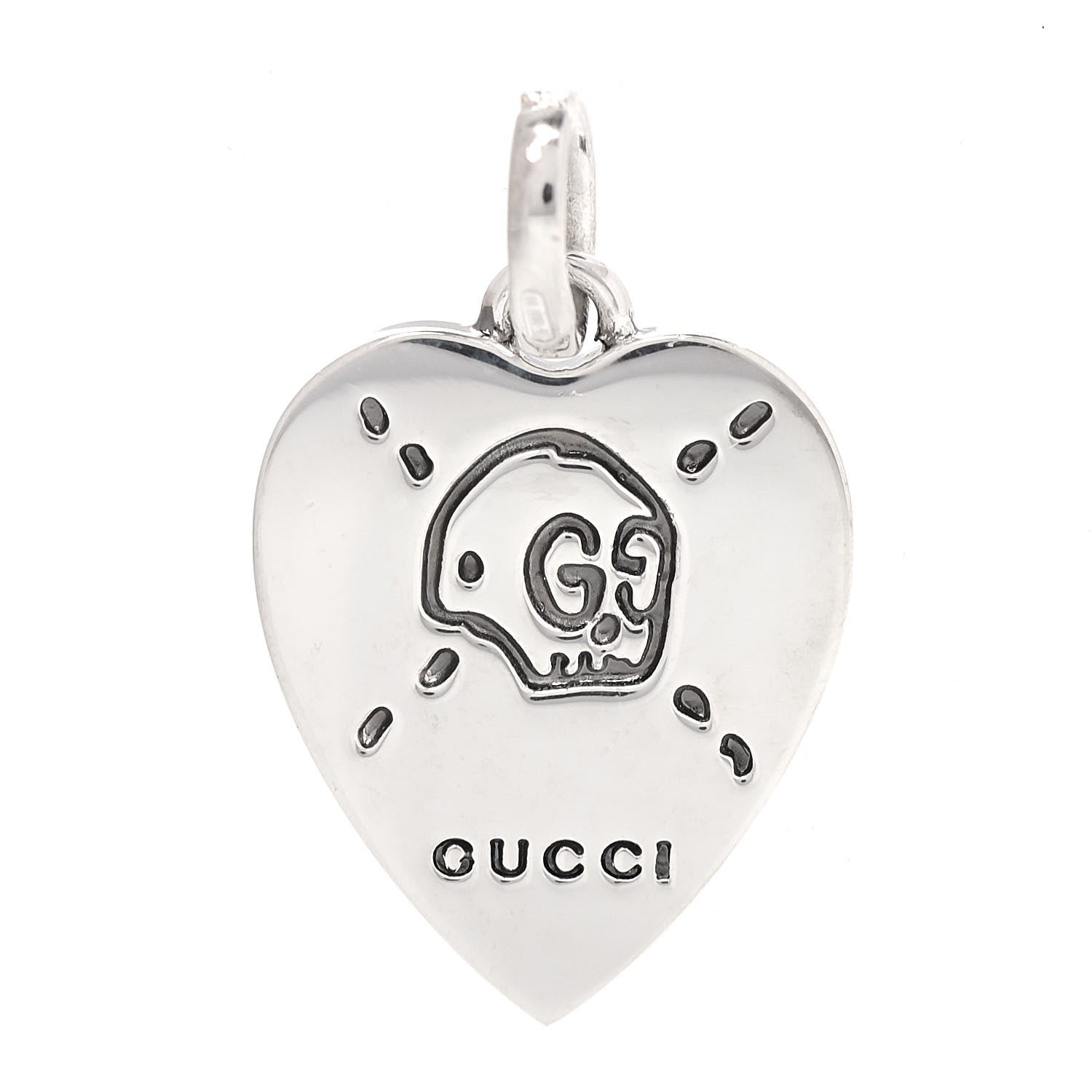 Gucci Sterling Silver GucciGhost Hamlet Skull Heart Charm 1 of 6