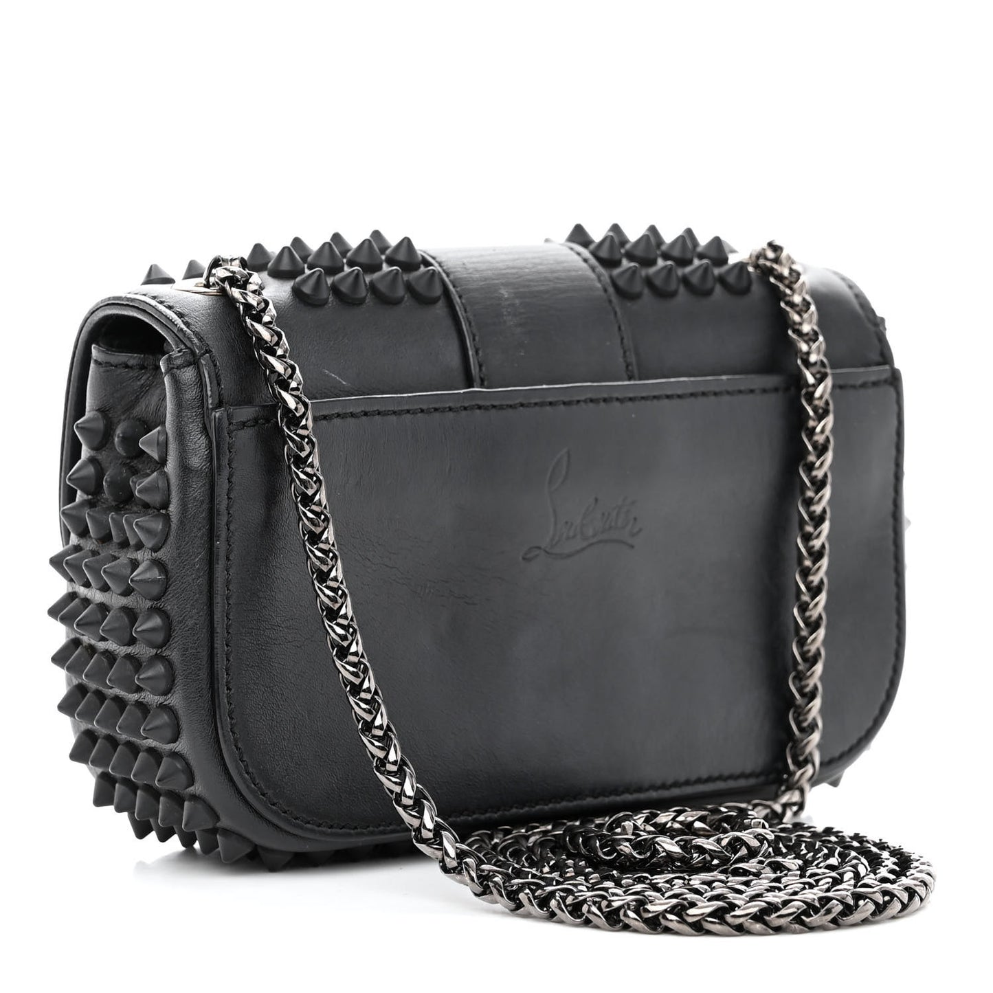 Calfskin Spikes Sweety Charity Crossbody Bag Black