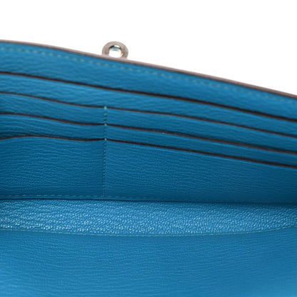 Hermes Chevre Mysore Kelly Longue Wallet Bleu Azteque 5 of 8
