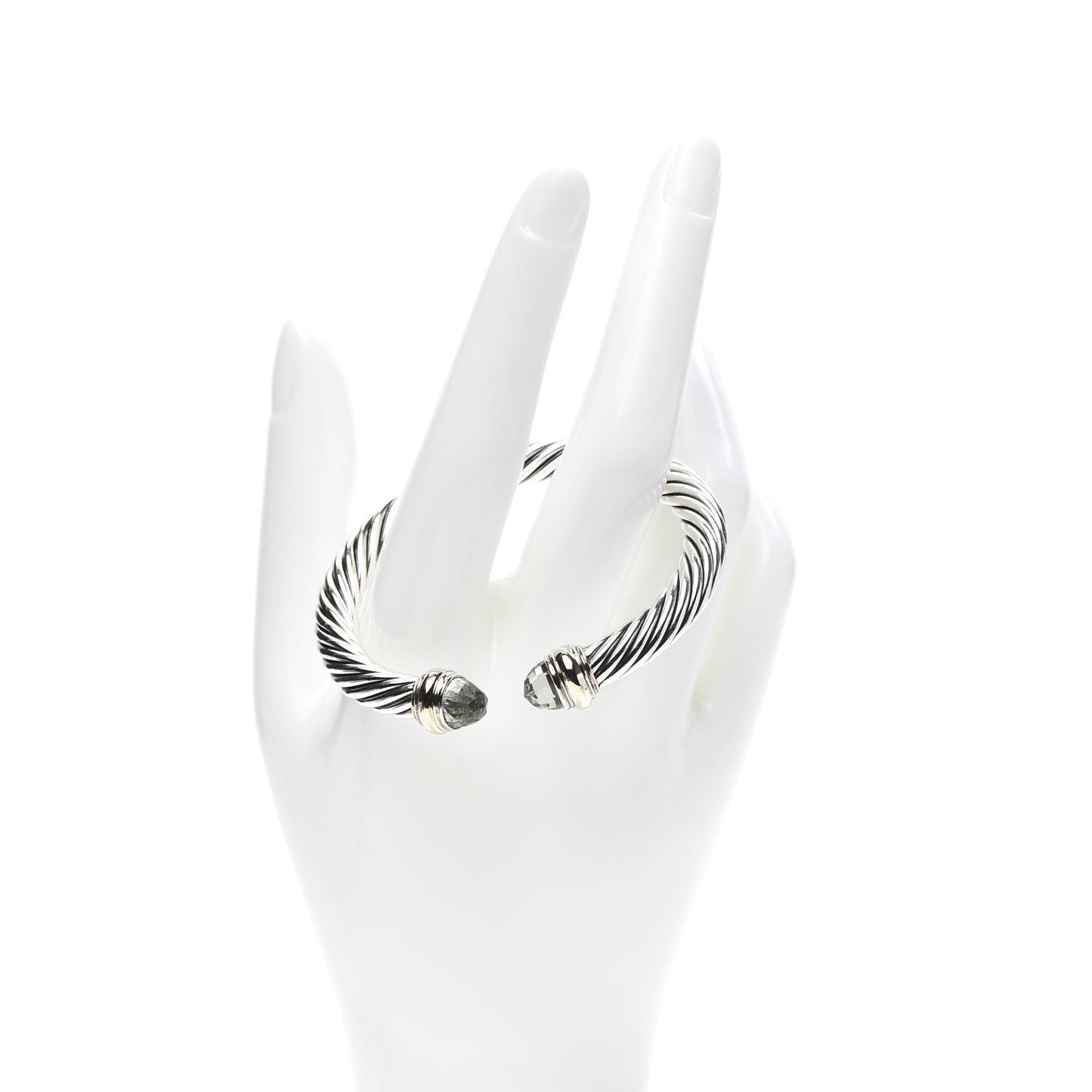 Sterling Silver 14K Yellow Gold Prasiolite 7mm Cable Classics Bracelet