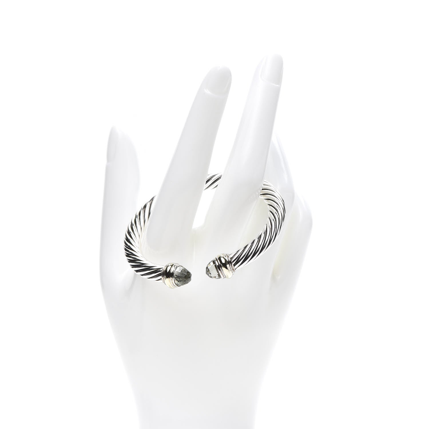David Yurman Sterling Silver 14K Yellow Gold Prasiolite 7mm Cable Classics Bracelet 2 of 5