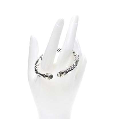 David Yurman Sterling Silver 14K Yellow Gold Prasiolite 7mm Cable Classics Bracelet 2 of 5