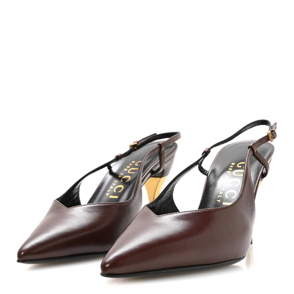 Gucci Calfskin Slingback Pumps 38.5 Dark Brown 4 of 9