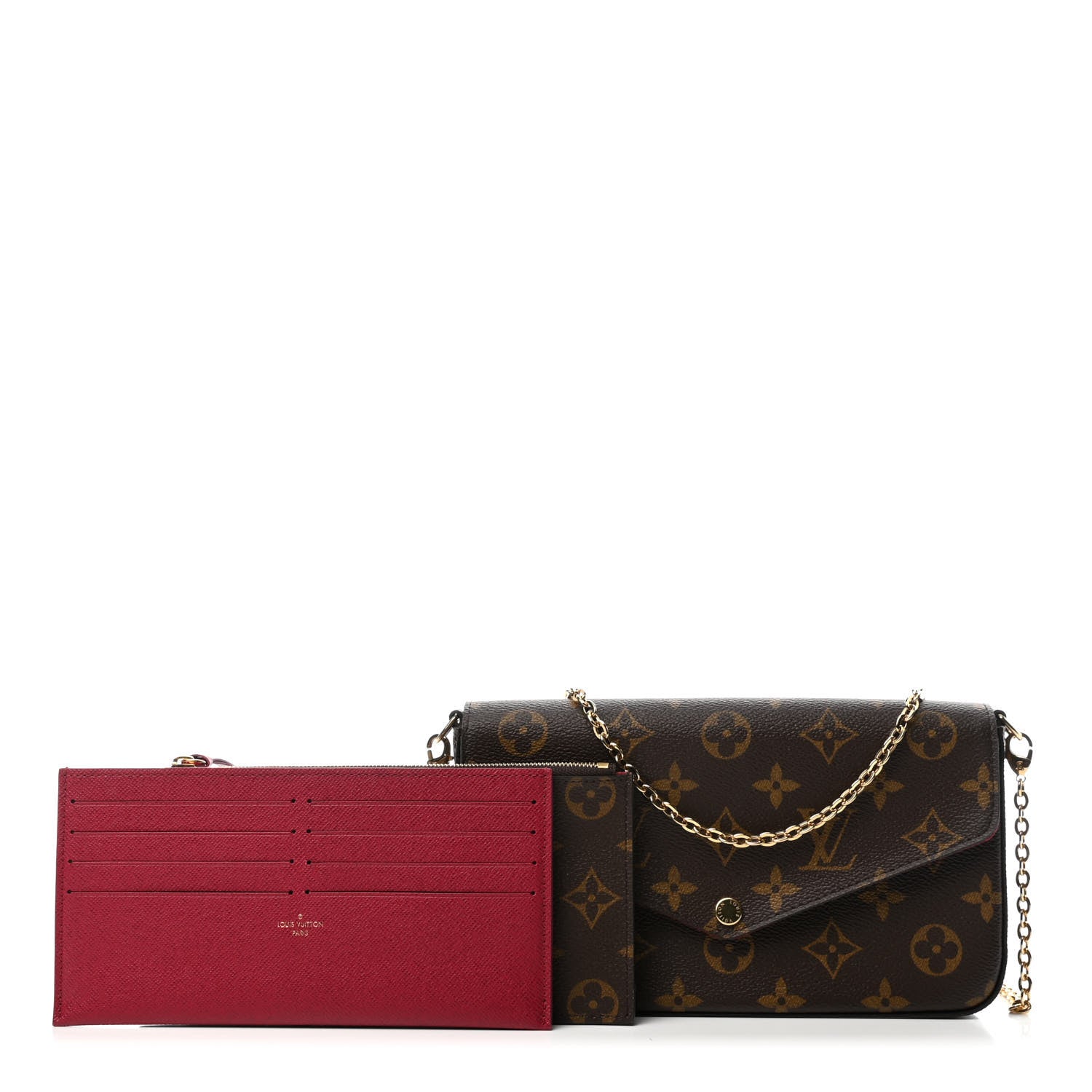 Louis Vuitton Monogram Pochette Felicie Chain Wallet Fuchsia 1 of 4