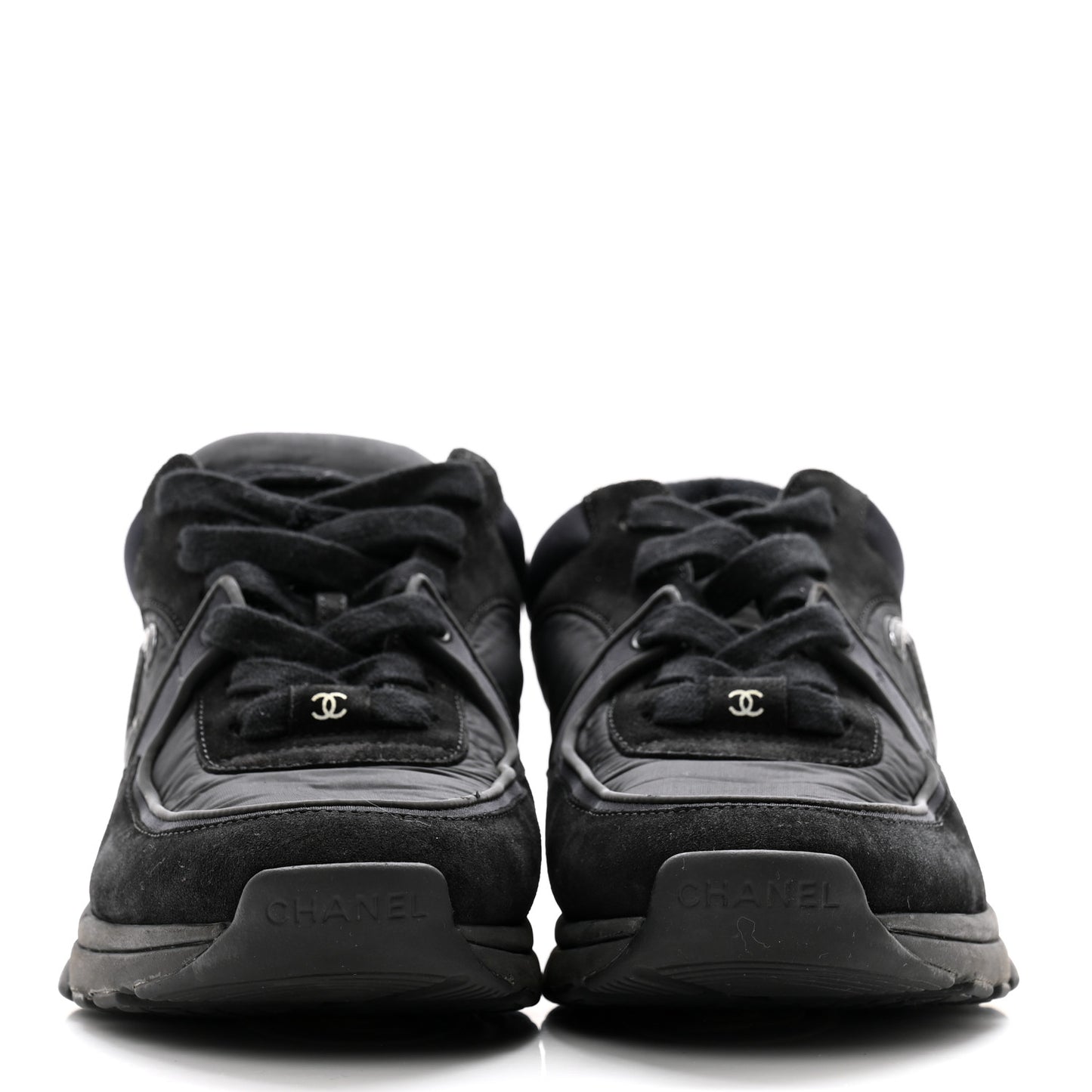Fabric Calfskin Suede CC Sneakers 38 Black