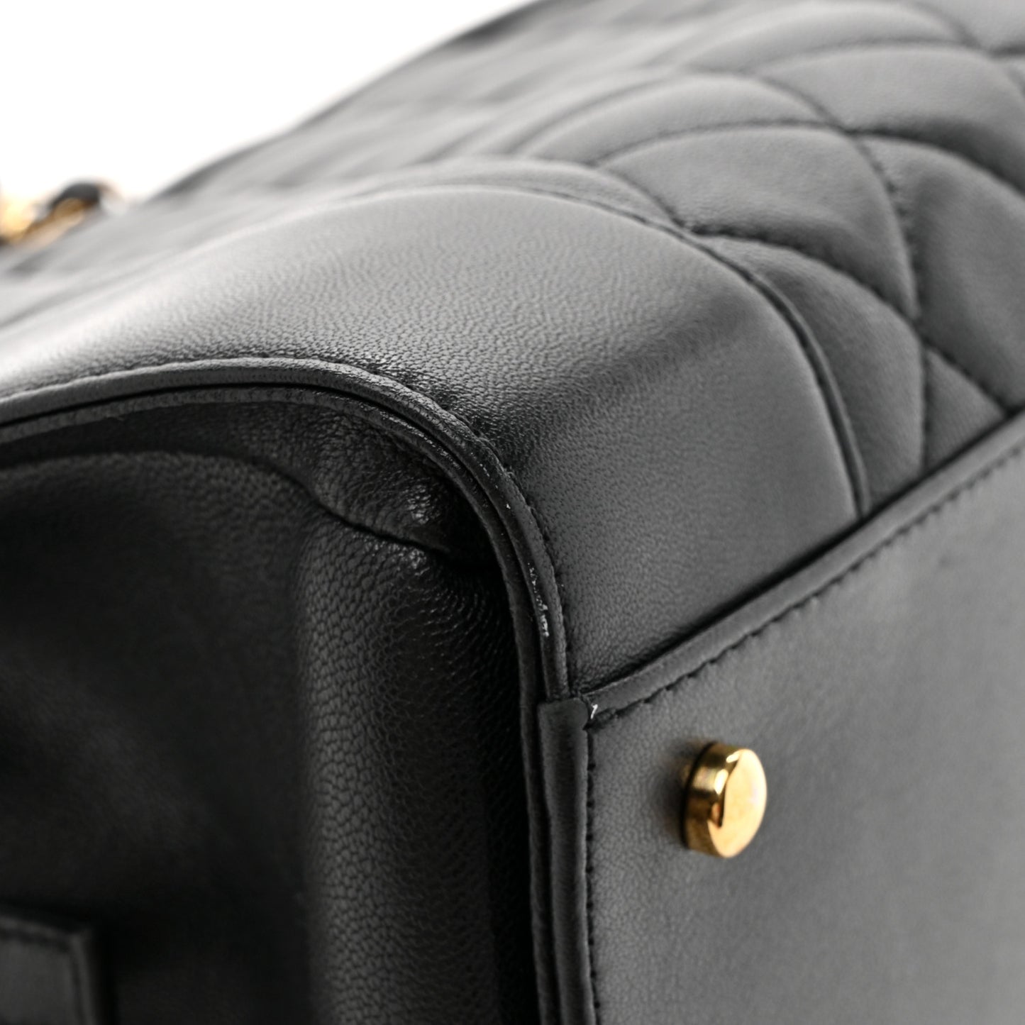 Sheepskin Quilted Mademoiselle Vintage Shopping Tote Black